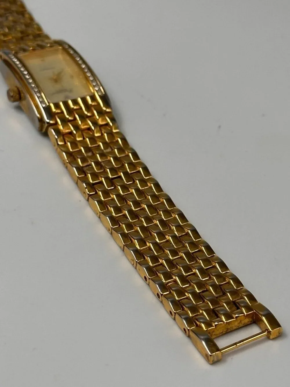 Precision by Gruen Watch Women Gold Tone Rectangle Crystal Bezel New Battery 7